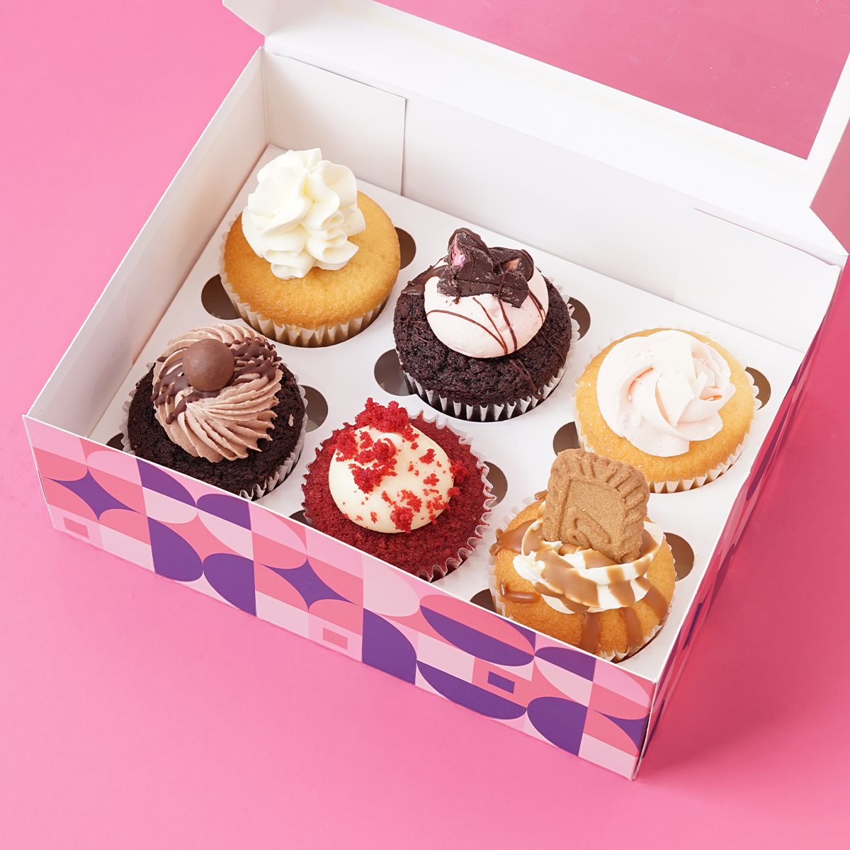 6 Assorted Cupcake Gift Box