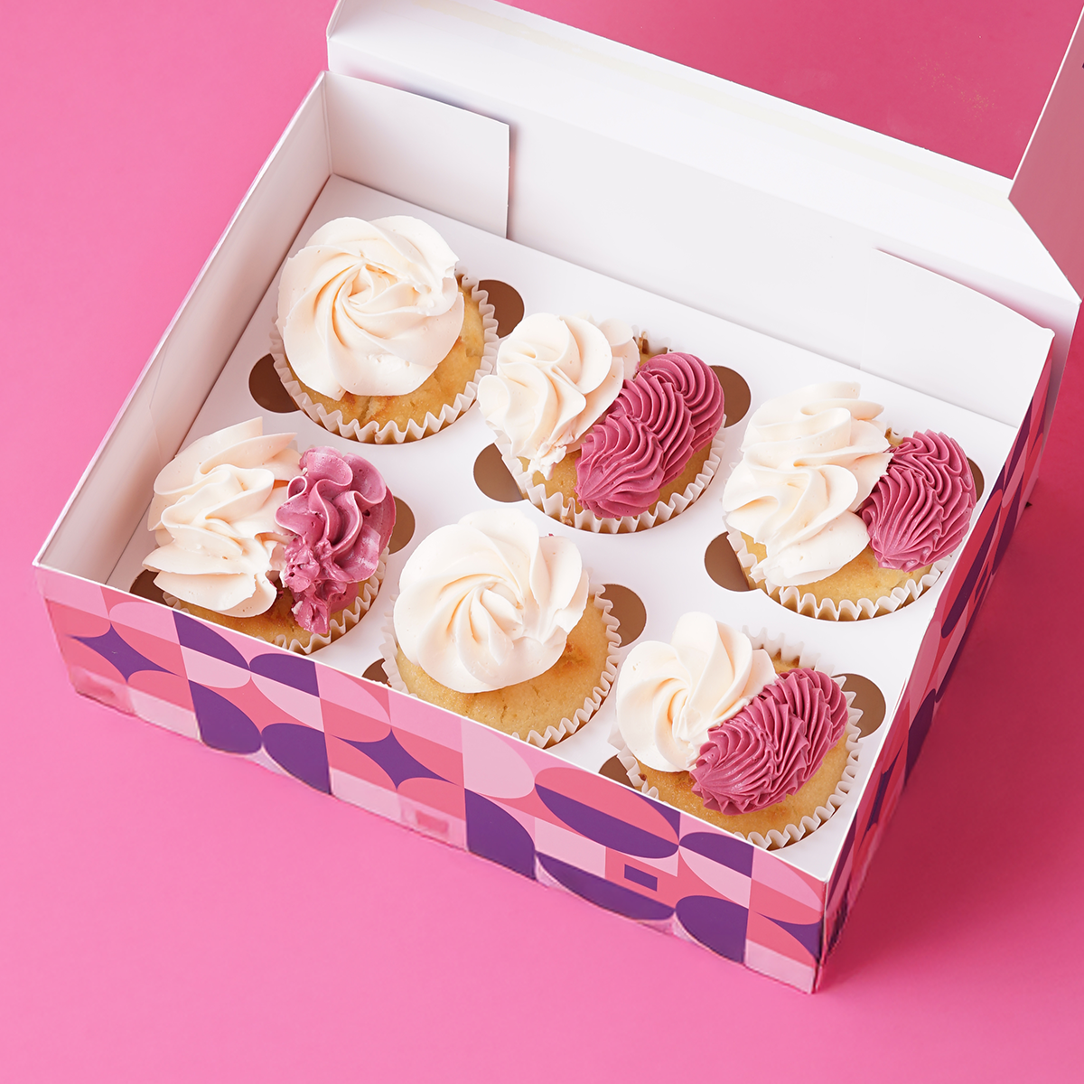 6 Multi Piped Cupcakes