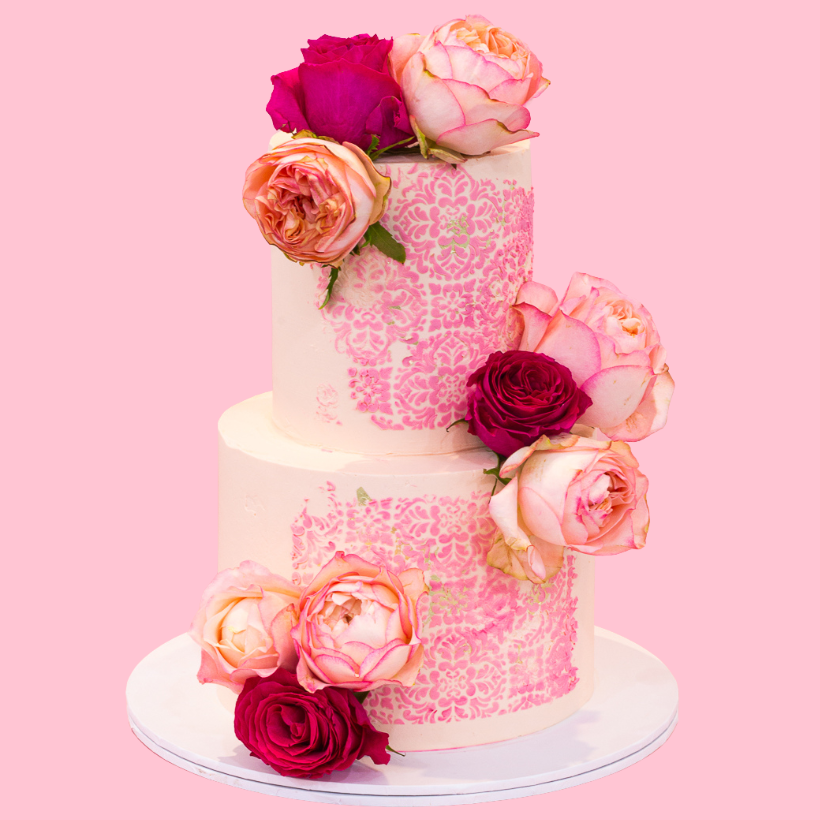 Elegant Pink Floral Celebration Cake
