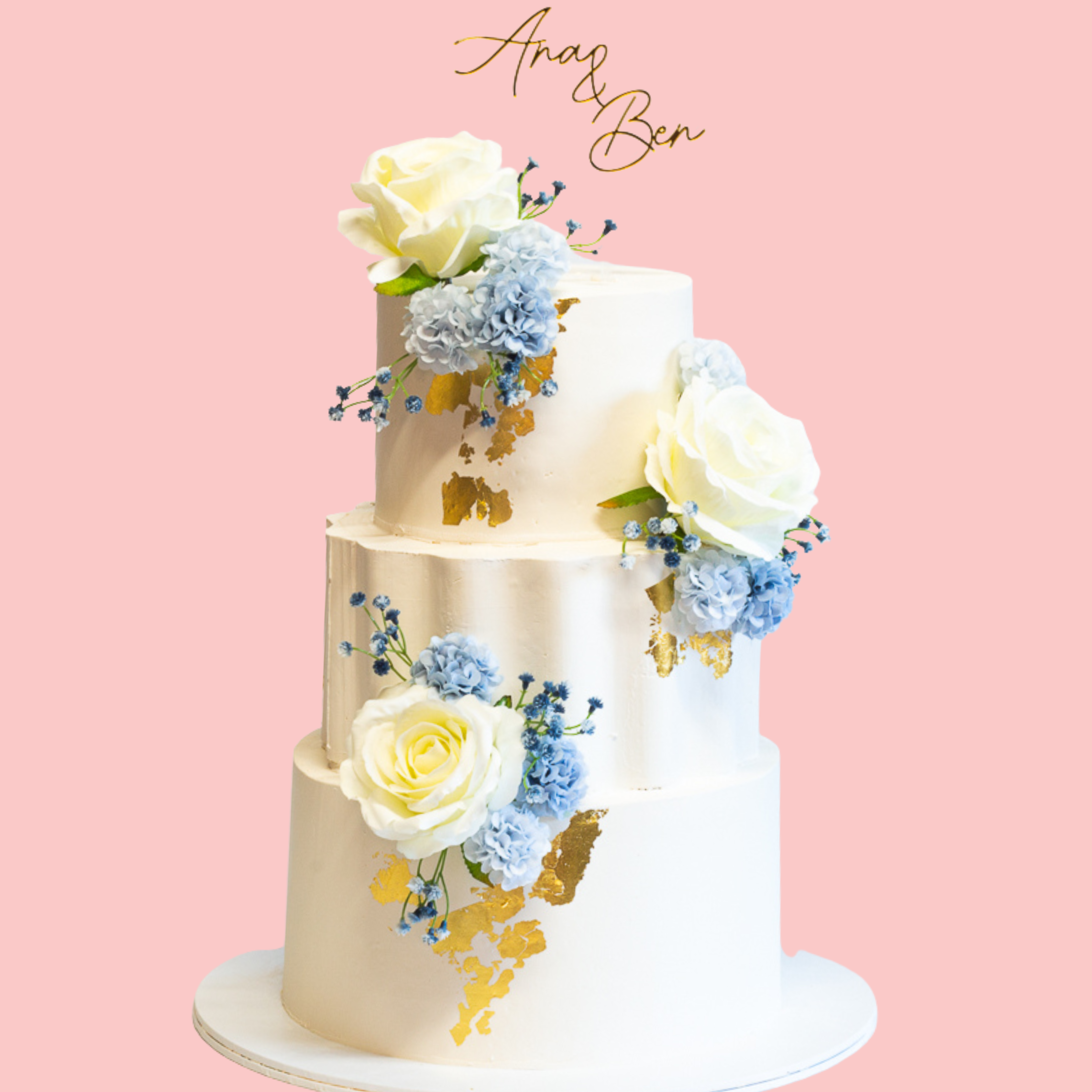 Blue and White Wedding Cake